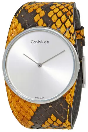 Calvin Klein-Montre pour femme à cadran argenté Spellbound